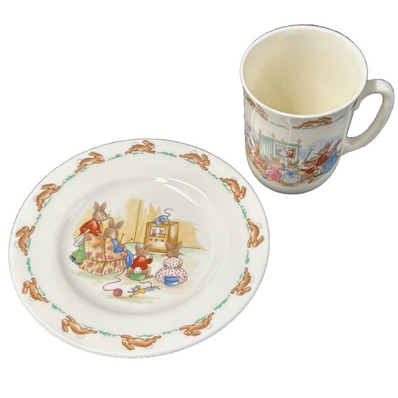 Royal Doulton Bunnykins English Bone China Kids Plate and Cup Mug Set - Picture 1 of 12
